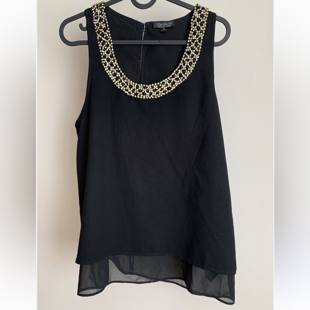 TOPSHOP black embellished top